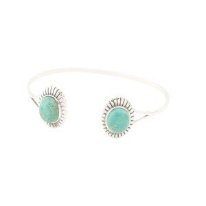 SHIVAM India Sterling Silver Open Turquoise Cuff Bracelet